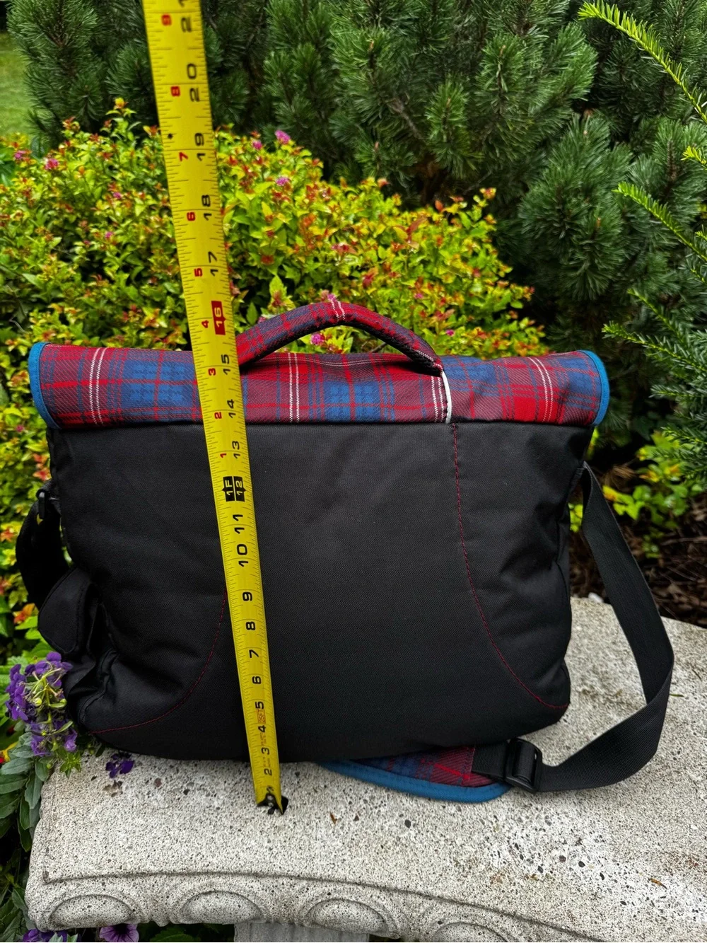 NWOT High Sierra Red and Navy Plaid Messenger Bag